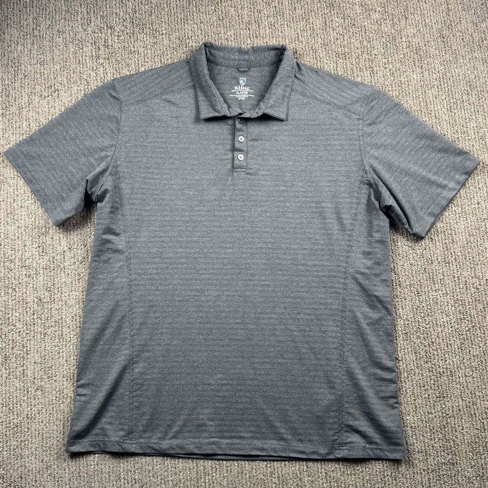 Kuhl Mens XL Air Kuhl Polo Shirt Short Sleeve UPF 50+ Breathable Stretch Grey